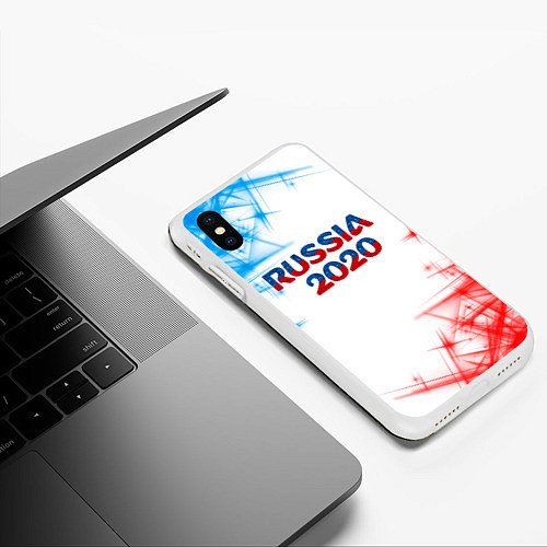 Чехол iPhone XS Max матовый Россия / 3D-Белый – фото 3