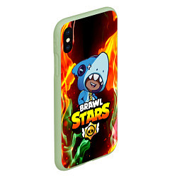 Чехол iPhone XS Max матовый BRAWL STARS LEON SHARK, цвет: 3D-салатовый — фото 2
