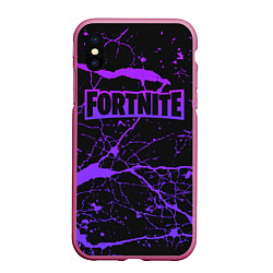 Чехол iPhone XS Max матовый Fortnite, цвет: 3D-малиновый