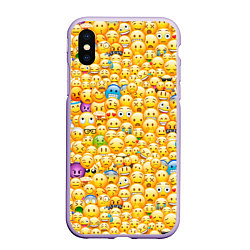 Чехол iPhone XS Max матовый Смайлики Emoji, цвет: 3D-светло-сиреневый