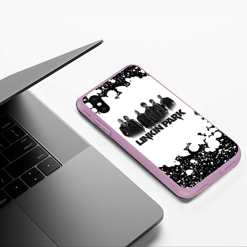 Чехол iPhone XS Max матовый LINKIN PARKспина / 3D-Сиреневый – фото 3