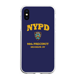 Чехол iPhone XS Max матовый Бруклин 9-9 департамент NYPD, цвет: 3D-белый