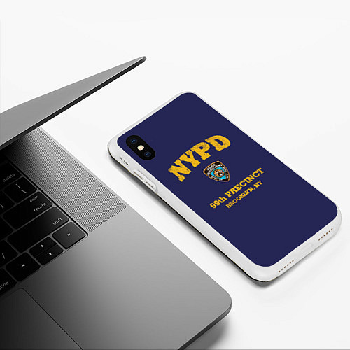 Чехол iPhone XS Max матовый Бруклин 9-9 департамент NYPD / 3D-Белый – фото 3