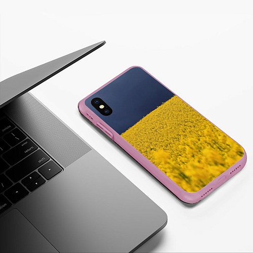 Чехол iPhone XS Max матовый Рапсовое поле / 3D-Розовый – фото 3