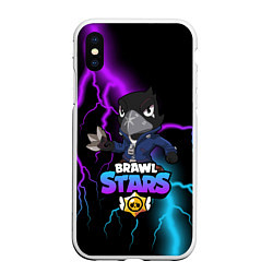 Чехол iPhone XS Max матовый BRAWL STARS CROW, цвет: 3D-белый