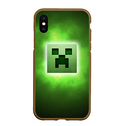 Чехол iPhone XS Max матовый MINECRAFT, цвет: 3D-коричневый