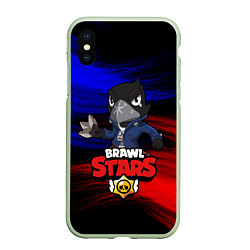 Чехол iPhone XS Max матовый BRAWL STARS CROW, цвет: 3D-салатовый