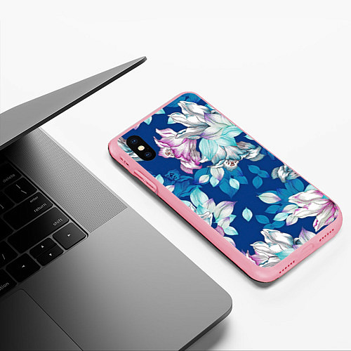 Чехол iPhone XS Max матовый Нежные цветы / 3D-Баблгам – фото 3