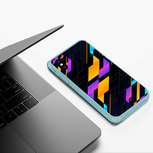 Чехол iPhone XS Max матовый Modern Geometry / 3D-Мятный – фото 3