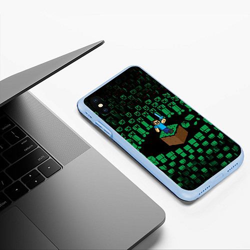 Чехол iPhone XS Max матовый MINECRAFT / 3D-Голубой – фото 3