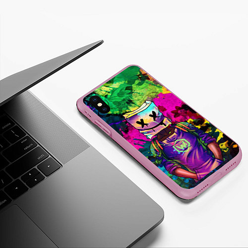 Чехол iPhone XS Max матовый Marshmello / 3D-Розовый – фото 3