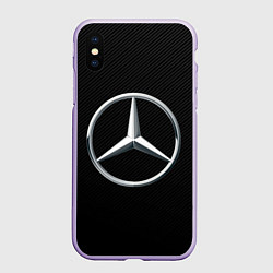 Чехол iPhone XS Max матовый MERCEDES-BENZ CARBON, цвет: 3D-светло-сиреневый