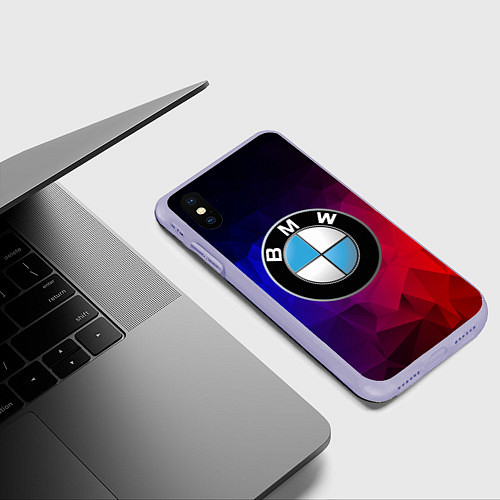 Чехол iPhone XS Max матовый BMW NEON / 3D-Светло-сиреневый – фото 3