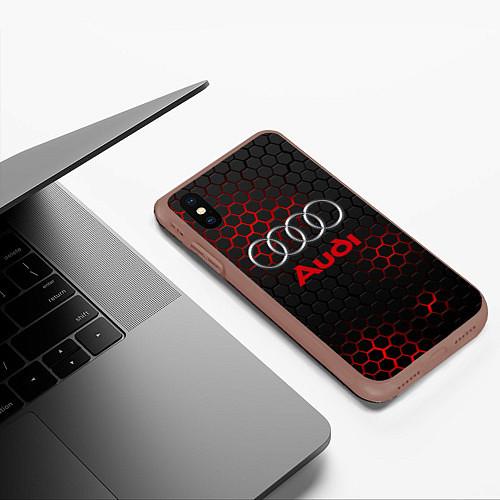 Чехол iPhone XS Max матовый AUDI / 3D-Коричневый – фото 3