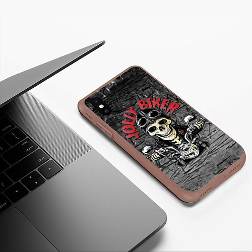 Чехол iPhone XS Max матовый Веселый байкер / 3D-Коричневый – фото 3
