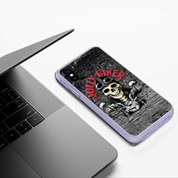 Чехол iPhone XS Max матовый Веселый байкер, цвет: 3D-светло-сиреневый — фото 2