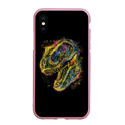 Чехол iPhone XS Max матовый Тираннозавр Рекс, цвет: 3D-розовый