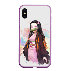 Чехол iPhone XS Max матовый KIMETSU NO YAIBA, цвет: 3D-фиолетовый