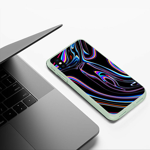 Чехол iPhone XS Max матовый Отражение / 3D-Салатовый – фото 3