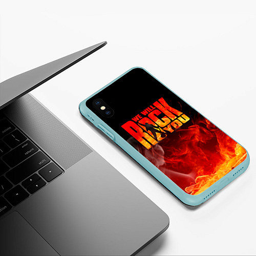 Чехол iPhone XS Max матовый Queen - We Will Rock You / 3D-Мятный – фото 3