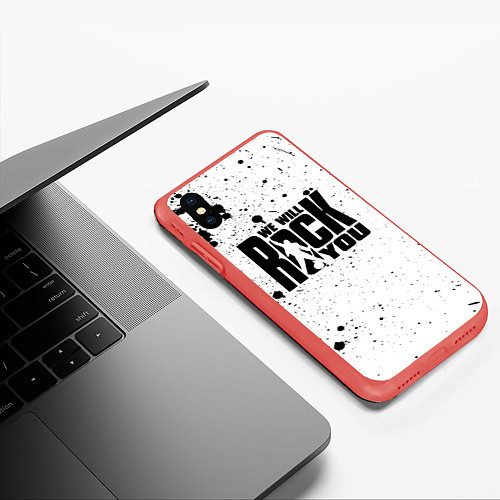 Чехол iPhone XS Max матовый Queen - We Will Rock You / 3D-Красный – фото 3