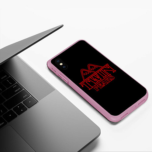 Чехол iPhone XS Max матовый Twin Peaks / 3D-Розовый – фото 3