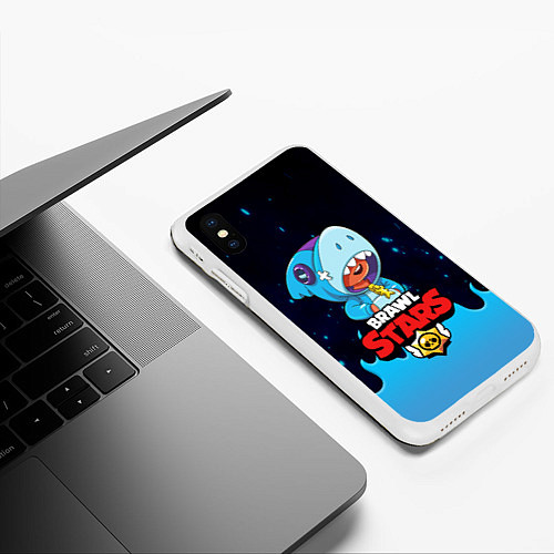 Чехол iPhone XS Max матовый BRAWL STARS LEON SHARK / 3D-Белый – фото 3