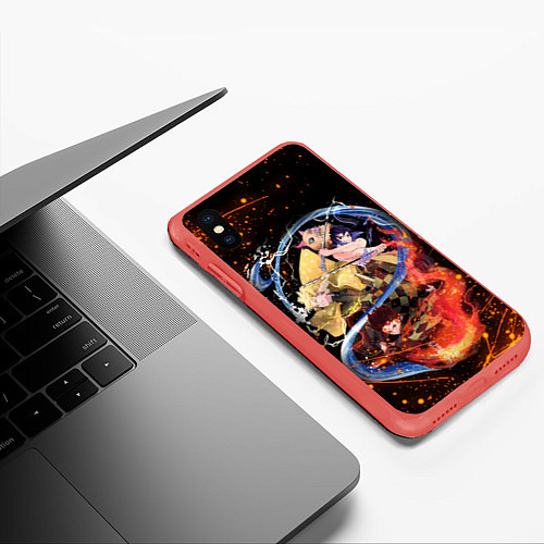 Чехол iPhone XS Max матовый KIMETSU NO YAIBA / 3D-Красный – фото 3