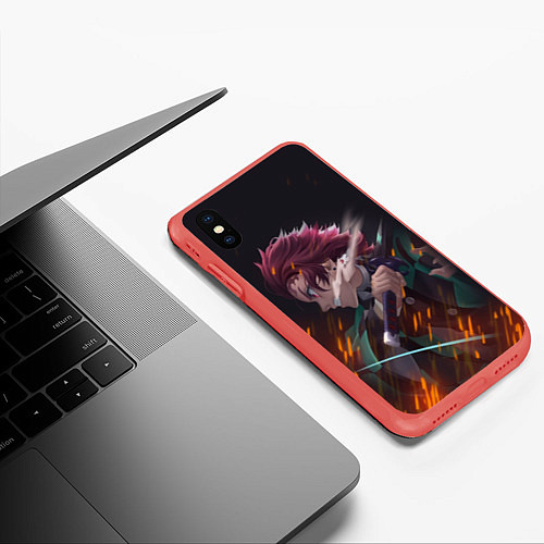 Чехол iPhone XS Max матовый KIMETSU NO YAIBA / 3D-Красный – фото 3