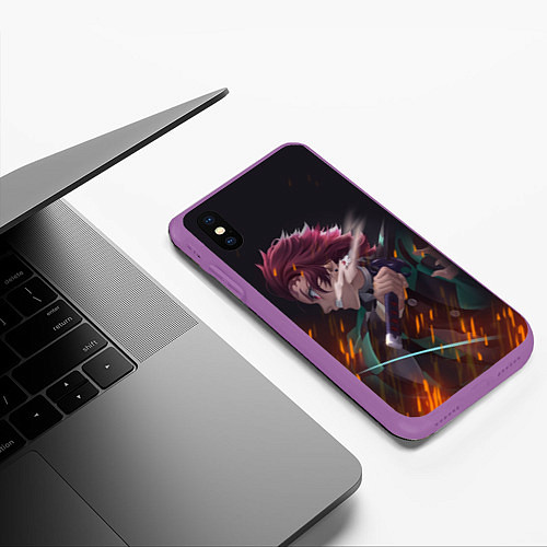 Чехол iPhone XS Max матовый KIMETSU NO YAIBA / 3D-Фиолетовый – фото 3