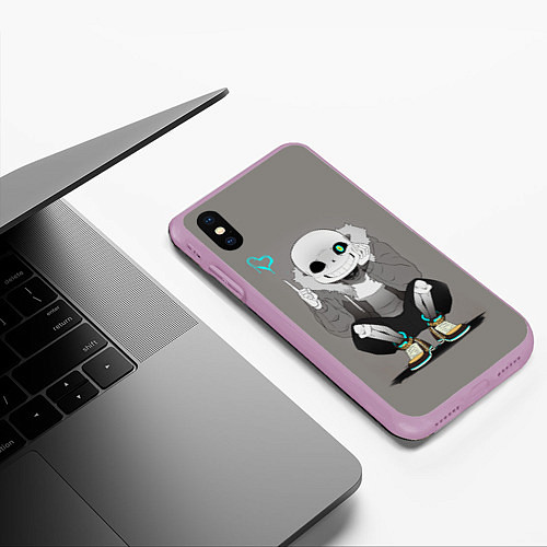 Чехол iPhone XS Max матовый UNDERTALE / 3D-Сиреневый – фото 3