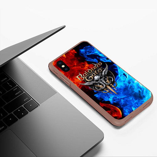 Чехол iPhone XS Max матовый BALDURS GATE / 3D-Коричневый – фото 3