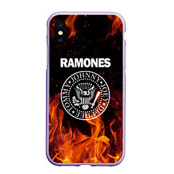 Чехол iPhone XS Max матовый Ramones, цвет: 3D-светло-сиреневый