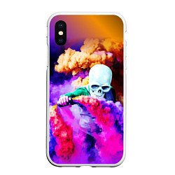 Чехол iPhone XS Max матовый Череп в дыму, цвет: 3D-белый