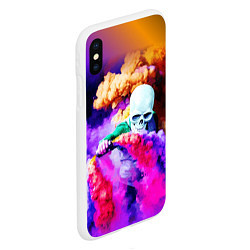 Чехол iPhone XS Max матовый Череп в дыму, цвет: 3D-белый — фото 2