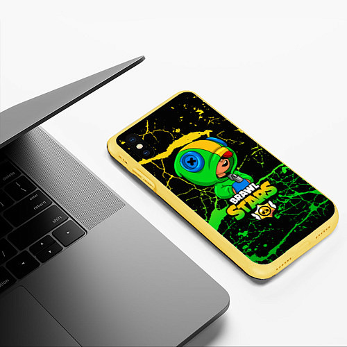 Чехол iPhone XS Max матовый Brawl Stars Leon / 3D-Желтый – фото 3