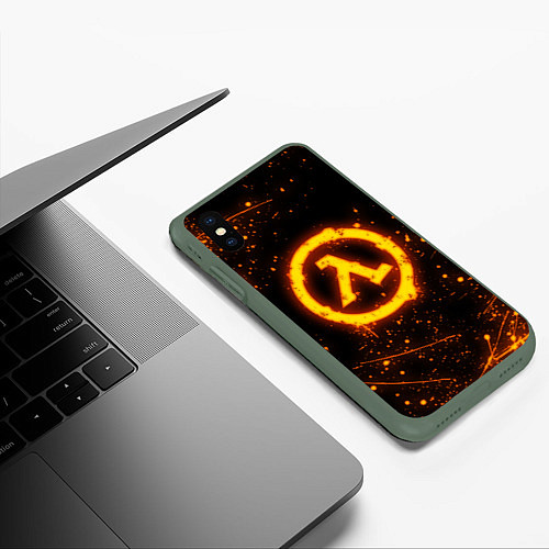 Чехол iPhone XS Max матовый HALF-LIFE / 3D-Темно-зеленый – фото 3