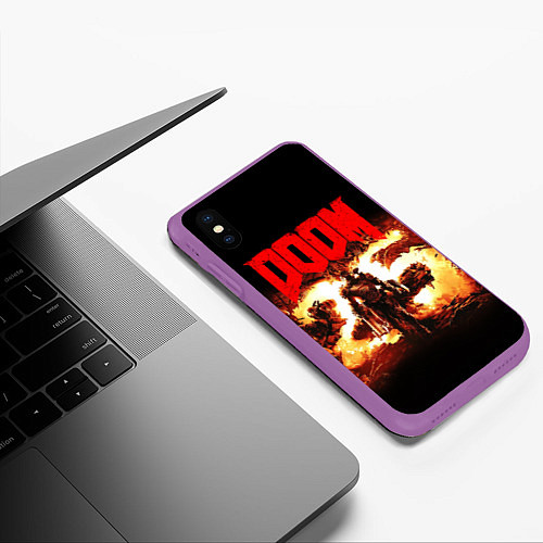 Чехол iPhone XS Max матовый DOOM 25 years / 3D-Фиолетовый – фото 3