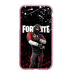 Чехол iPhone XS Max матовый FORTNITE IKONIK, цвет: 3D-розовый