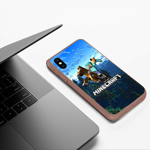 Чехол iPhone XS Max матовый Minecraft Майнкрафт / 3D-Коричневый – фото 3