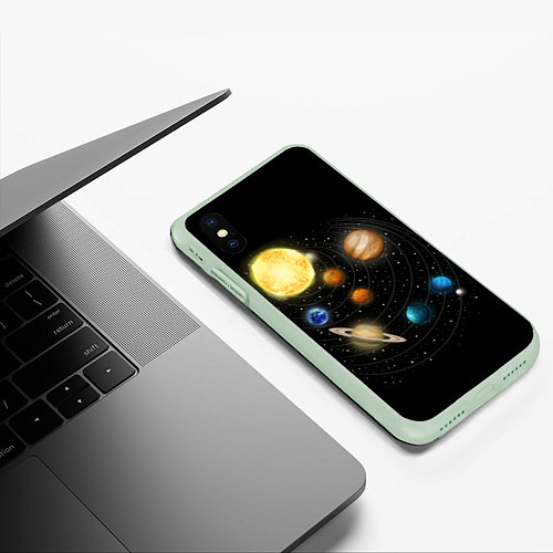 Чехол iPhone XS Max матовый Солнечная Система / 3D-Салатовый – фото 3
