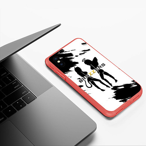Чехол iPhone XS Max матовый Brazzers / 3D-Красный – фото 3