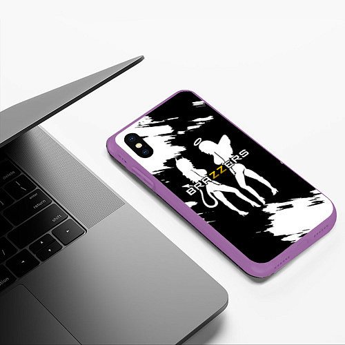 Чехол iPhone XS Max матовый Brazzers / 3D-Фиолетовый – фото 3
