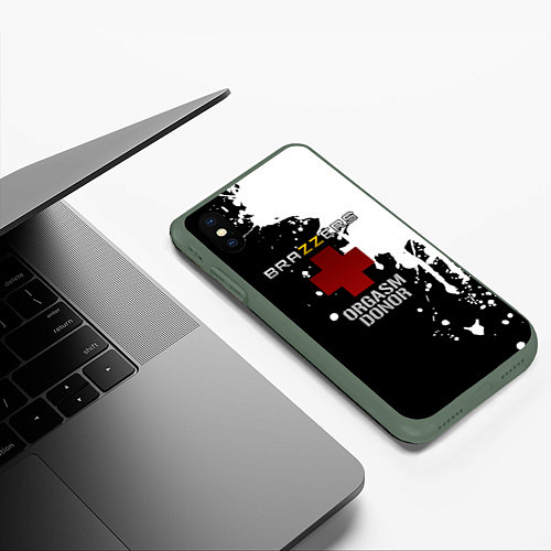 Чехол iPhone XS Max матовый Brazzers orgasm donor / 3D-Темно-зеленый – фото 3