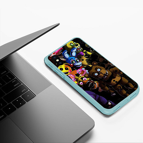 Чехол iPhone XS Max матовый Five Nights At Freddy's / 3D-Мятный – фото 3