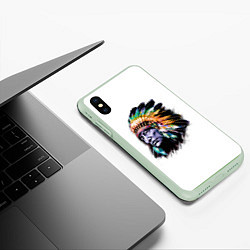 Чехол iPhone XS Max матовый Индеец, цвет: 3D-салатовый — фото 2
