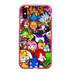 Чехол iPhone XS Max матовый Sonic Pixel Friends, цвет: 3D-красный