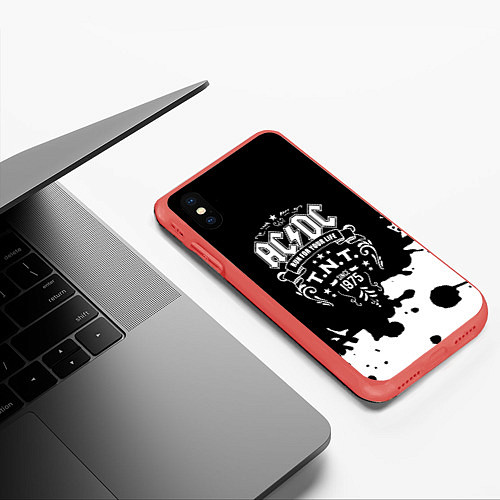 Чехол iPhone XS Max матовый ACDC TNT / 3D-Красный – фото 3