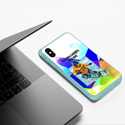 Чехол iPhone XS Max матовый Сноуборд, цвет: 3D-мятный — фото 2
