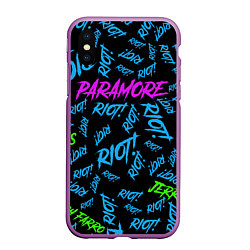 Чехол iPhone XS Max матовый Paramore RIOT!, цвет: 3D-фиолетовый
